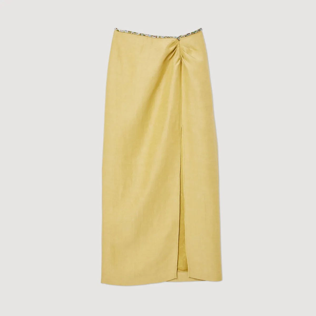 Online Skirt With A Slit And Rhinestones Women Matching Sets