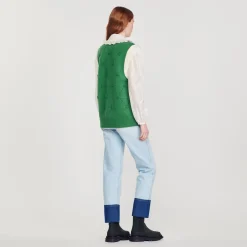 Store Sleeveless Coatigan With Lace Neck Women Sweaters & Cardigans