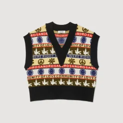 Best Sale Sleeveless Sweater With Motif Women Sweaters & Cardigans