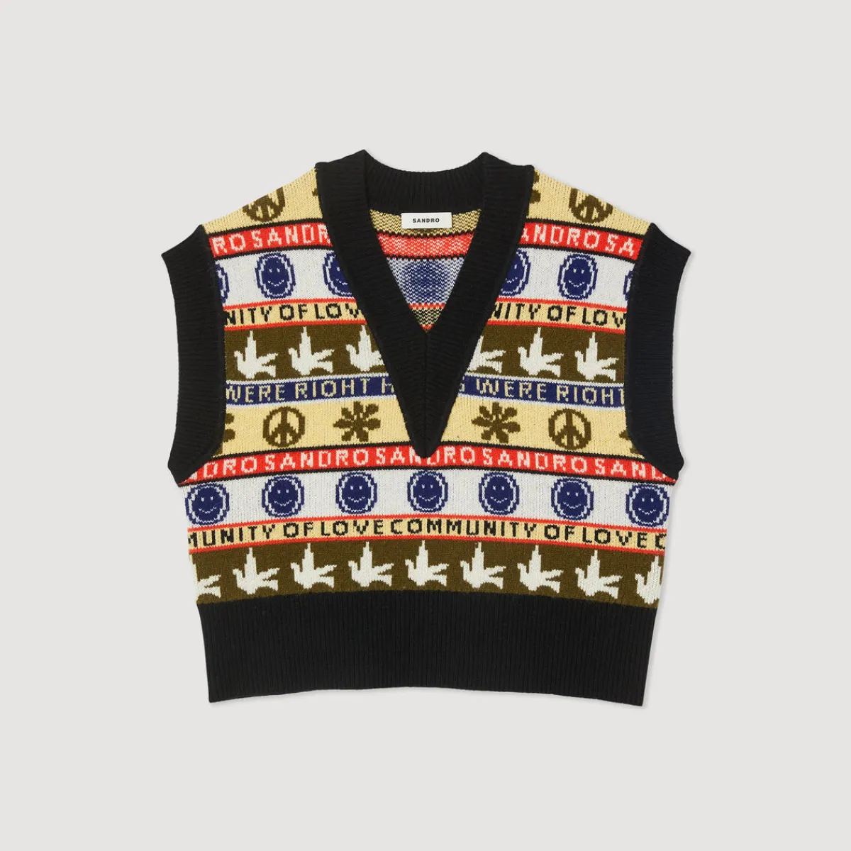 Best Sale Sleeveless Sweater With Motif Women Sweaters & Cardigans