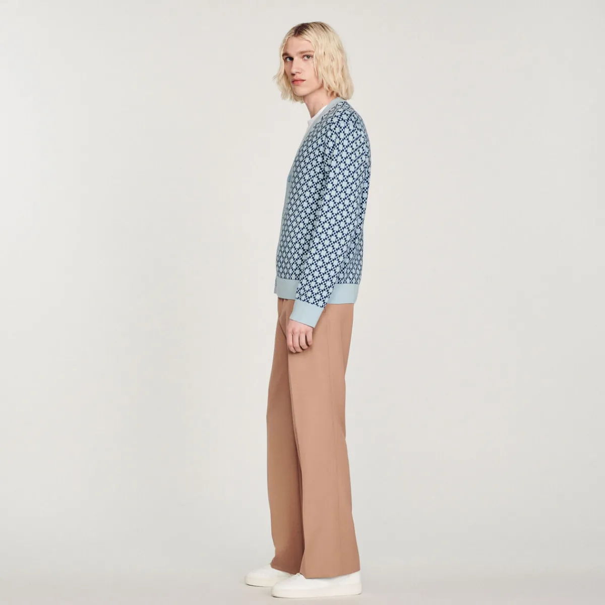 Best Sale Square Cross Jacquard Cardigan Men Sweaters & Cardigans