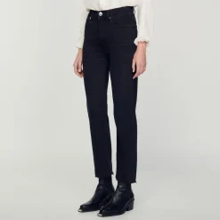 Hot Straight-Cut Jeans With Raw Edges Women Jeans