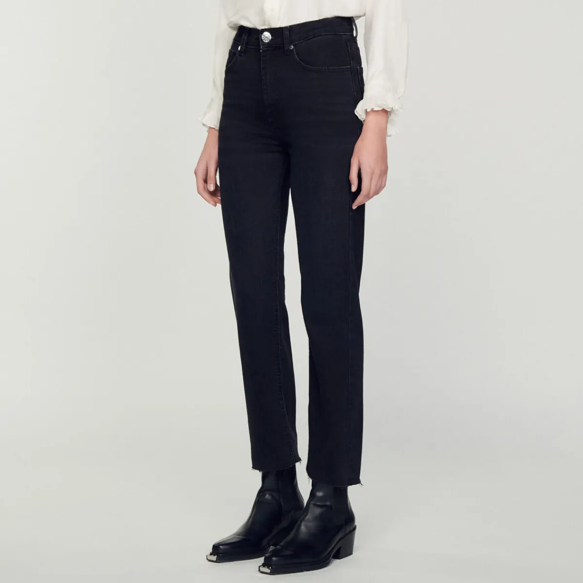 Hot Straight-Cut Jeans With Raw Edges Women Jeans
