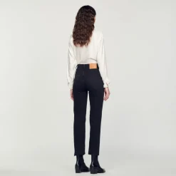 Hot Straight-Cut Jeans With Raw Edges Women Jeans