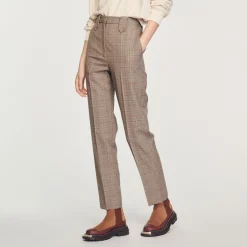 Best Straight-Leg Checked Pants Women Matching Sets