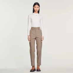 Best Straight-Leg Checked Pants Women Matching Sets