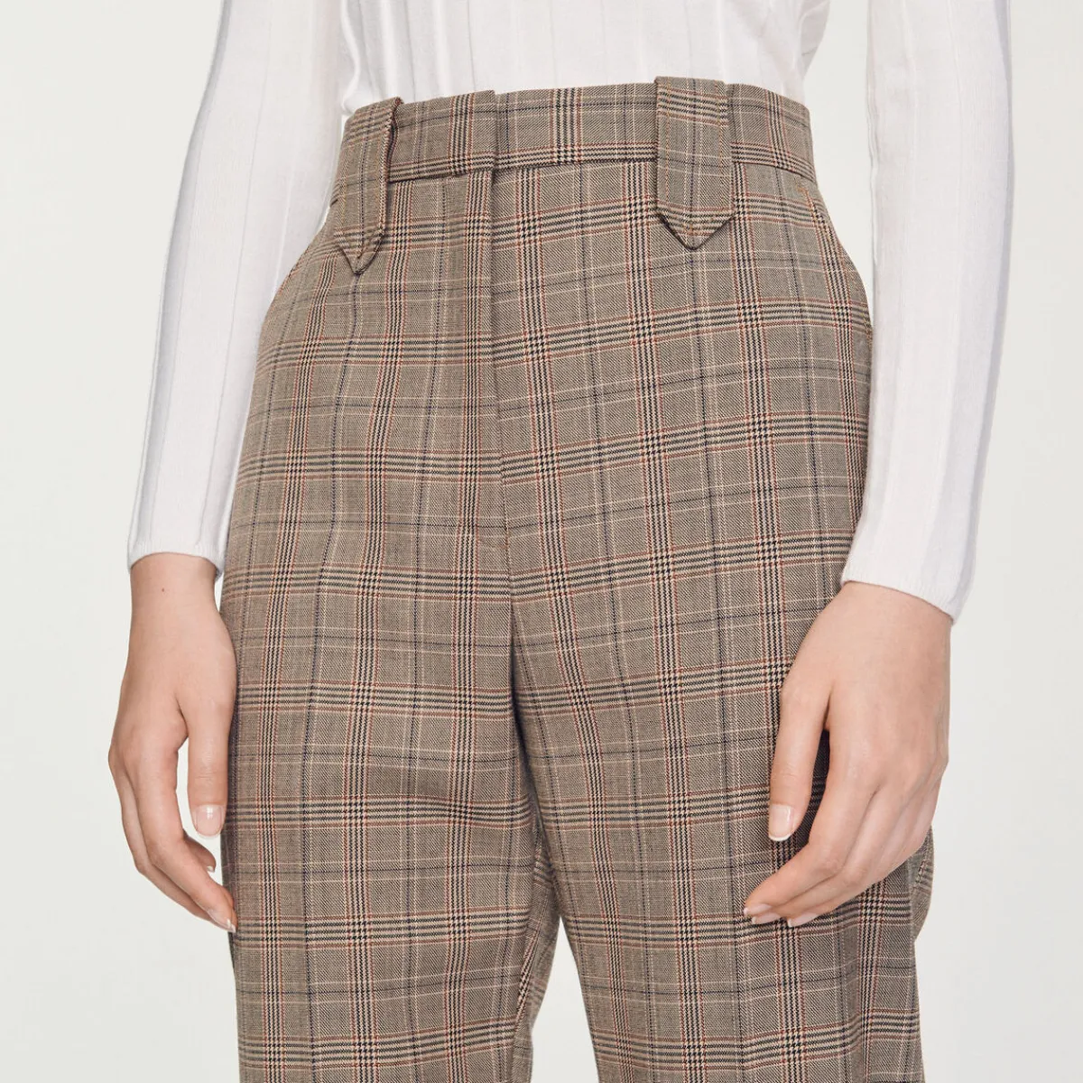 Best Straight-Leg Checked Pants Women Matching Sets