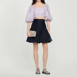 Online Striped Crop Top Women Matching Sets