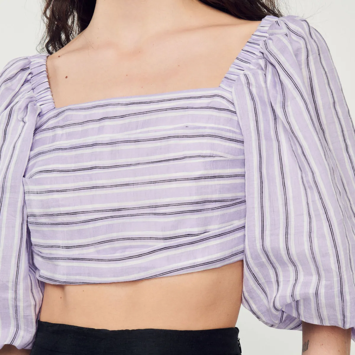 Online Striped Crop Top Women Matching Sets