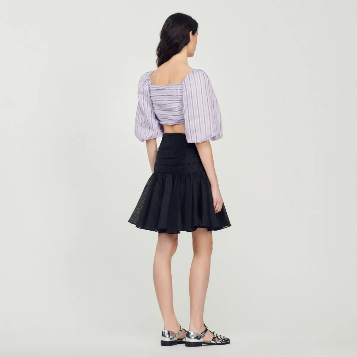Online Striped Crop Top Women Matching Sets