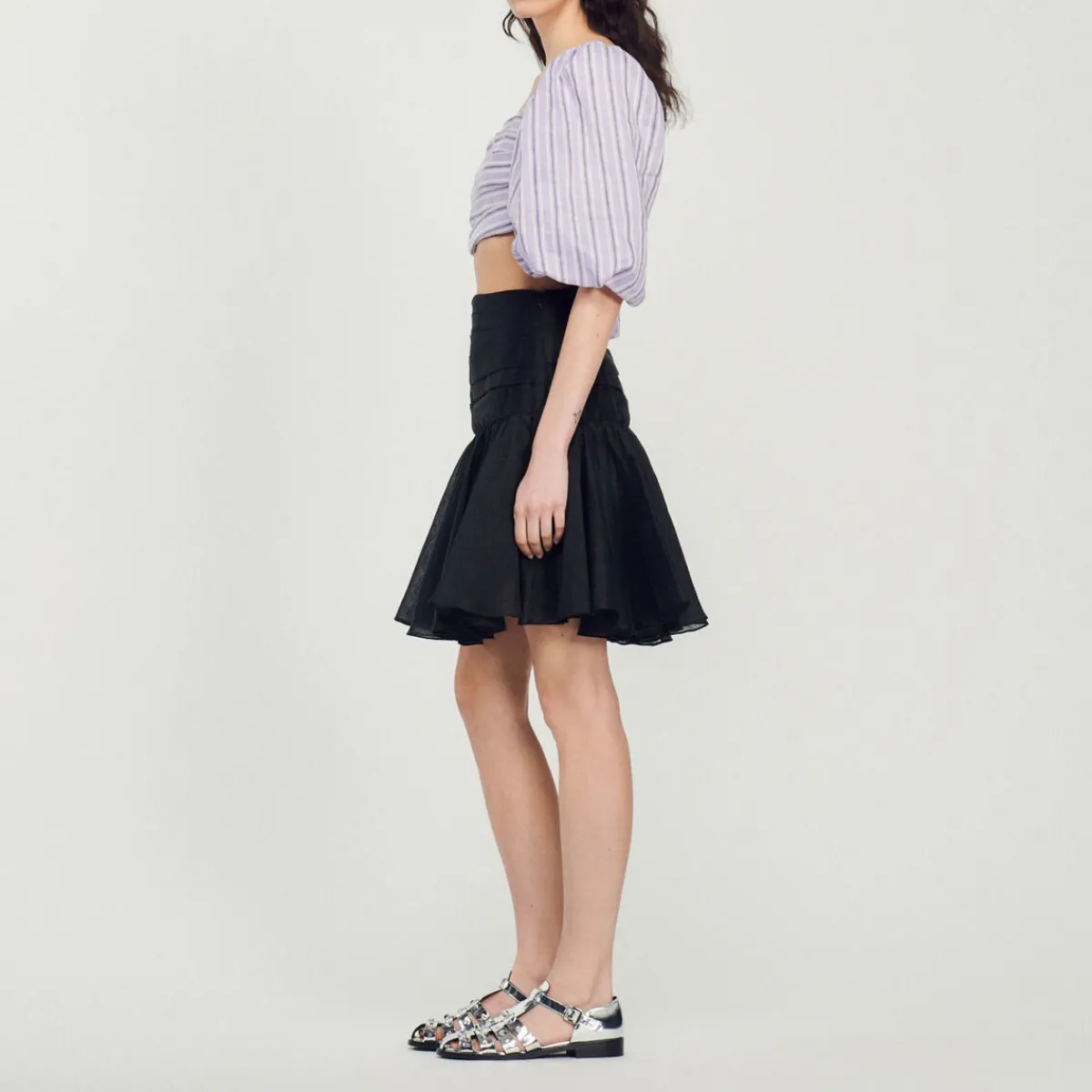 Online Striped Crop Top Women Matching Sets