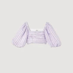 Online Striped Crop Top Women Matching Sets
