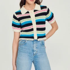 Shop Striped Cropped Cardigan Women Sweaters & Cardigans