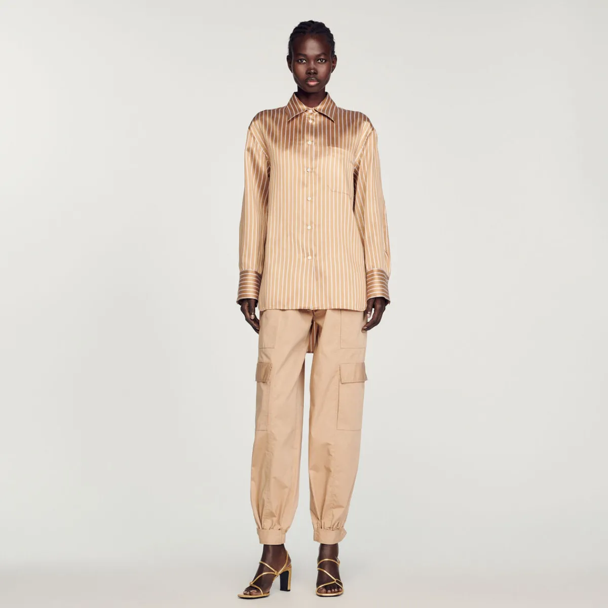 Store Striped Oversized Shirt Women Matching Sets
