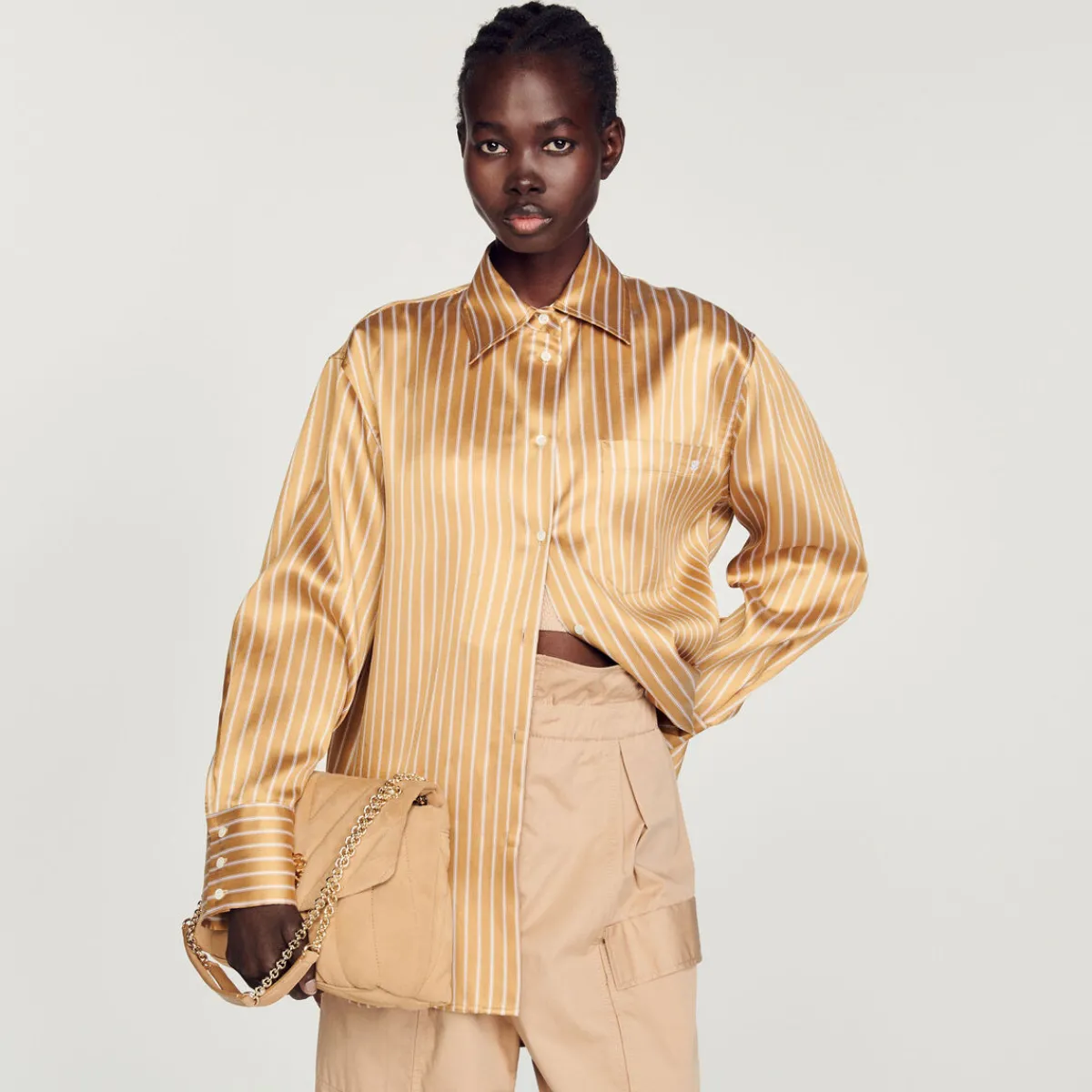 Store Striped Oversized Shirt Women Matching Sets