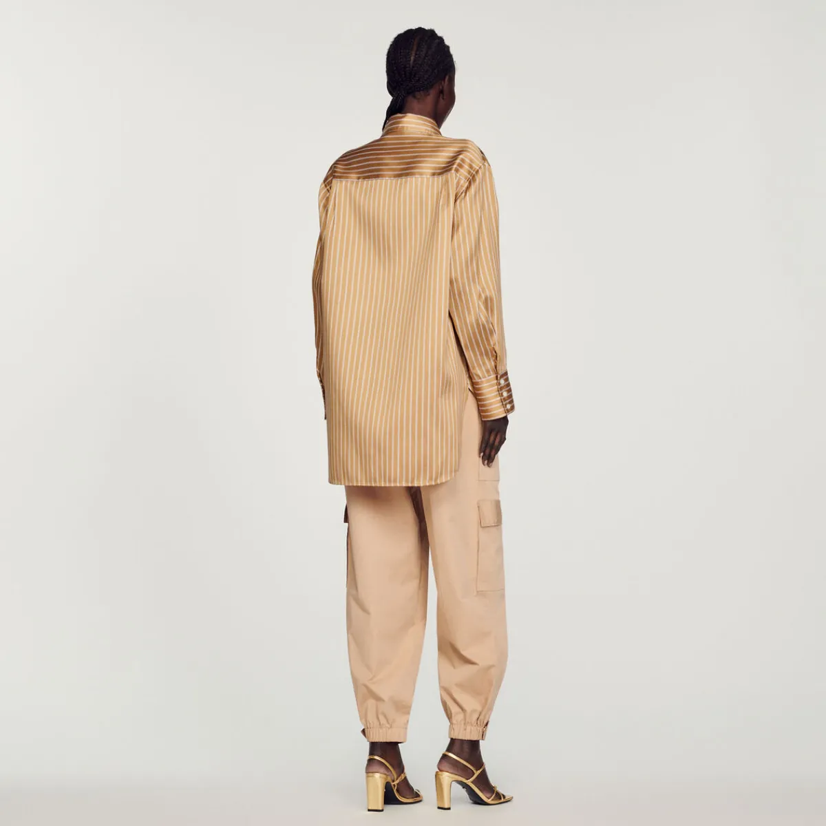 Store Striped Oversized Shirt Women Matching Sets