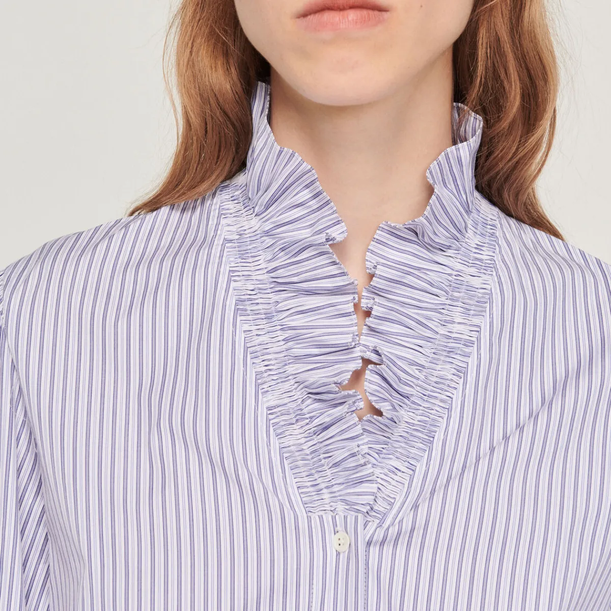 Hot Striped Shirt With A Fancy Collar Women Tops & Shirts