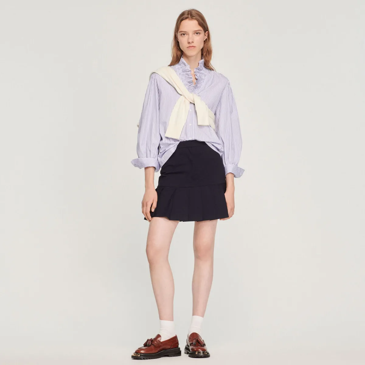 Hot Striped Shirt With A Fancy Collar Women Tops & Shirts
