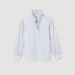 Hot Striped Shirt With A Fancy Collar Women Tops & Shirts