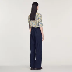 Online Striped Wide-Leg Pants Women Matching Sets