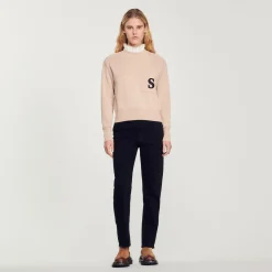 Shop Sweater With Contrasting Ruffled Collar Women Sweaters & Cardigans