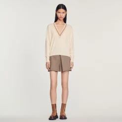 Best Sale Sweater With Contrasting V-Neck Women Sweaters & Cardigans