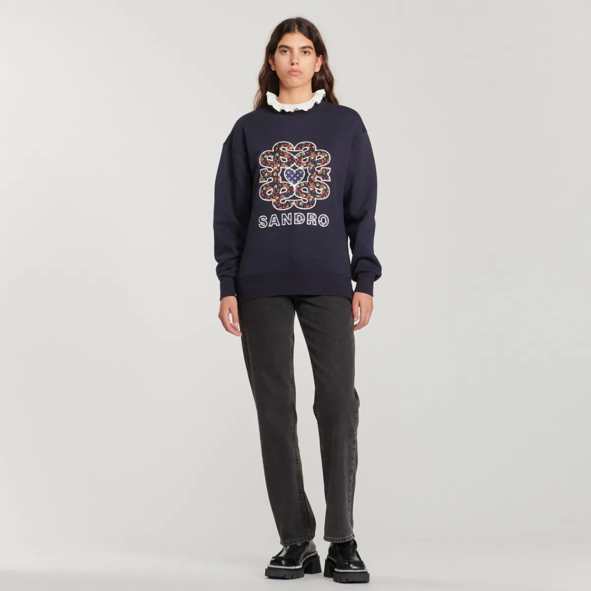 Cheap Sweatshirt With Contrasting Neck Women Sweaters & Cardigans