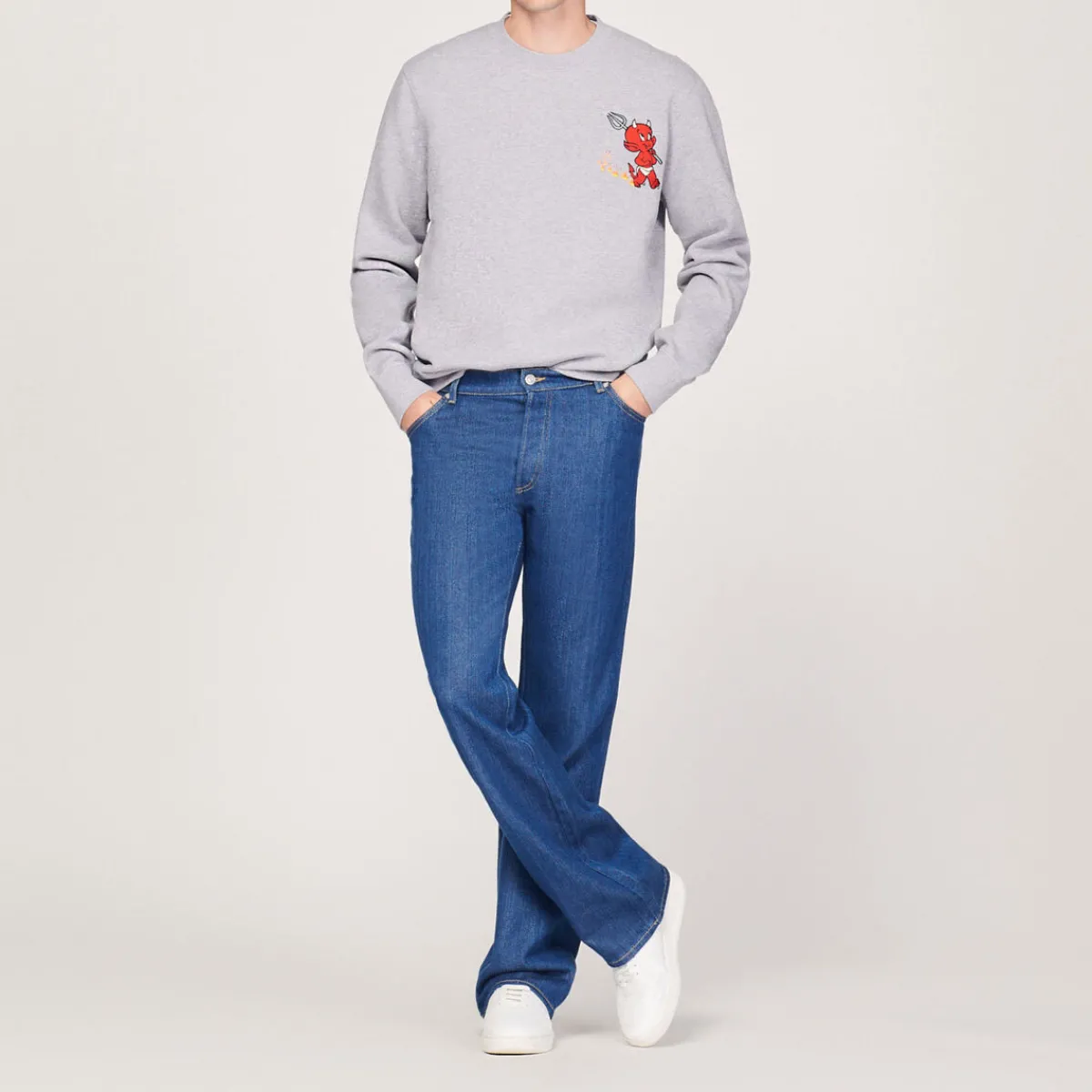 Cheap Sweatshirt With Hot Stuff Print Men Sweatshirts