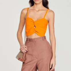 Cheap Tied Crop Top Women Sweaters & Cardigans