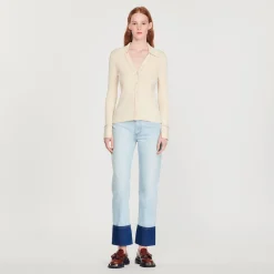 Online Topstitched Fine Knit Cardigan Women Sweaters & Cardigans