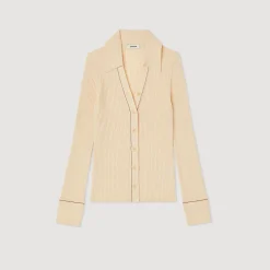 Online Topstitched Fine Knit Cardigan Women Sweaters & Cardigans