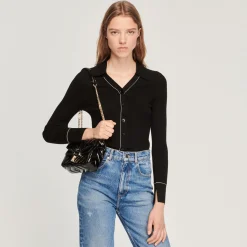 Best Sale Topstitched Fine Knit Cardigan Women Sweaters & Cardigans