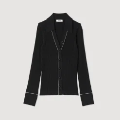 Best Sale Topstitched Fine Knit Cardigan Women Sweaters & Cardigans
