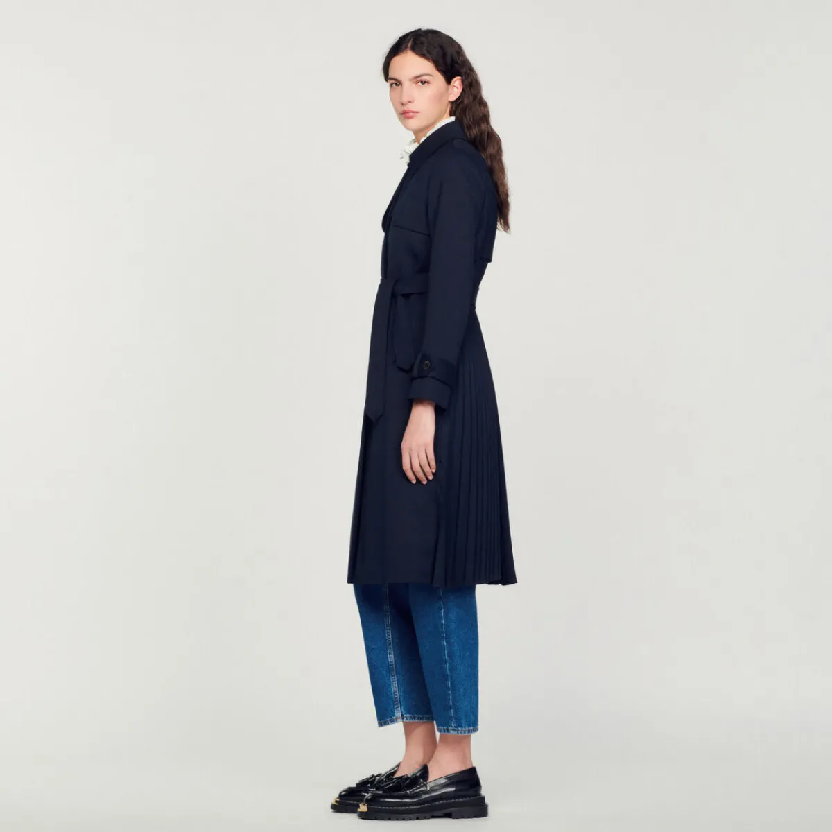 Sale Trench Coat With Pleated Inset Women Coats