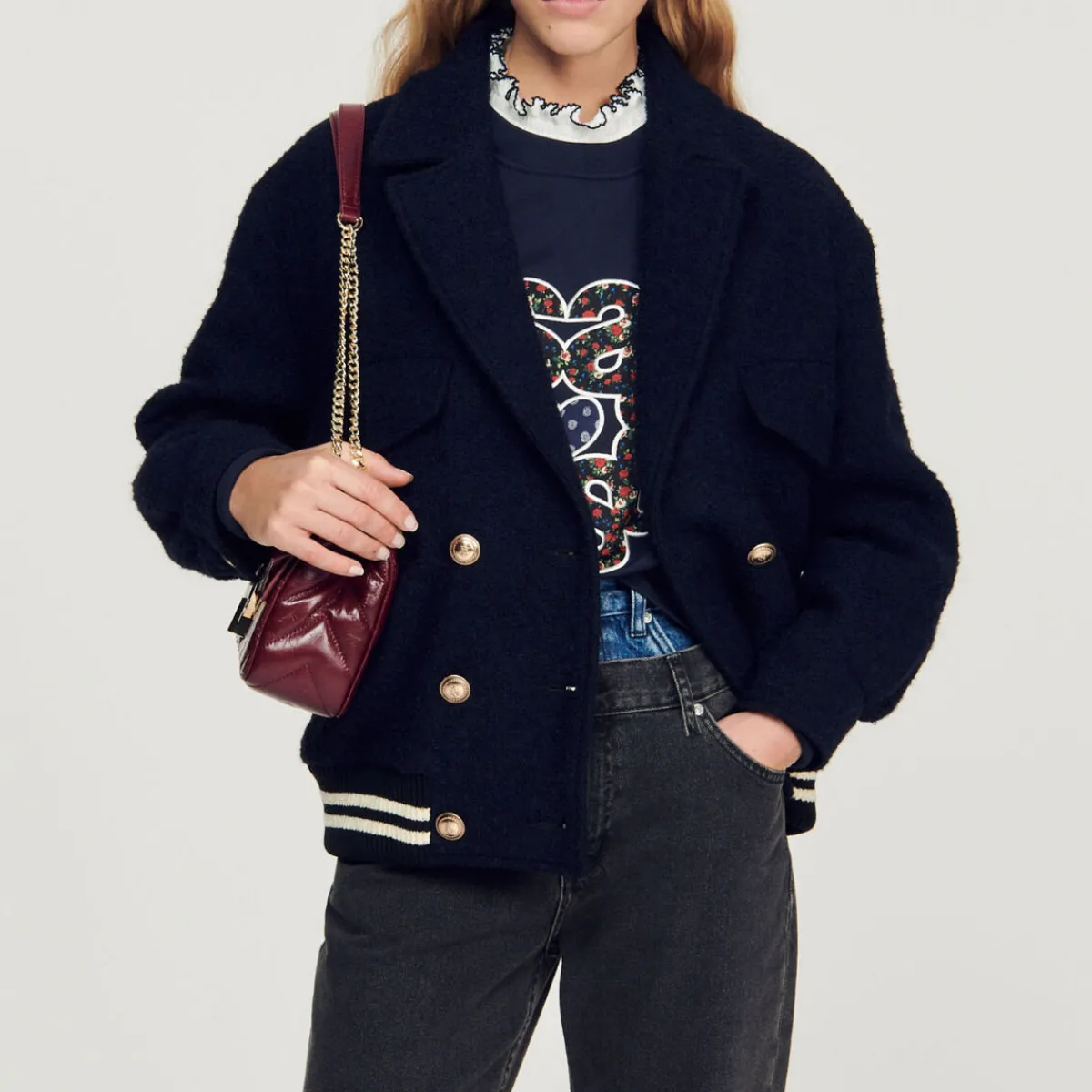 Flash Sale Tweed Blouson Jacket Women Jackets & Blazers