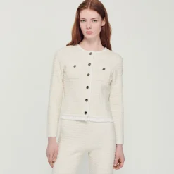 Cheap Tweed Coatigan Women Matching Sets
