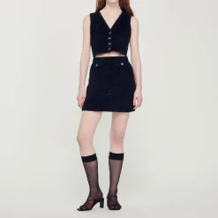 Sale Tweed Crop Top Women Matching Sets