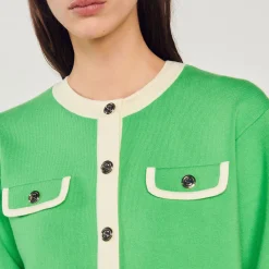 Best Two-Tone Cardigan With Buttons Women Sweaters & Cardigans
