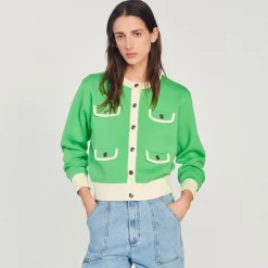 Best Two-Tone Cardigan With Buttons Women Sweaters & Cardigans