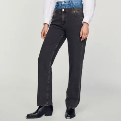 Fashion Two-Tone Double-Waisted Jeans Women Jeans
