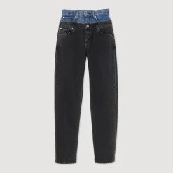 Fashion Two-Tone Double-Waisted Jeans Women Jeans