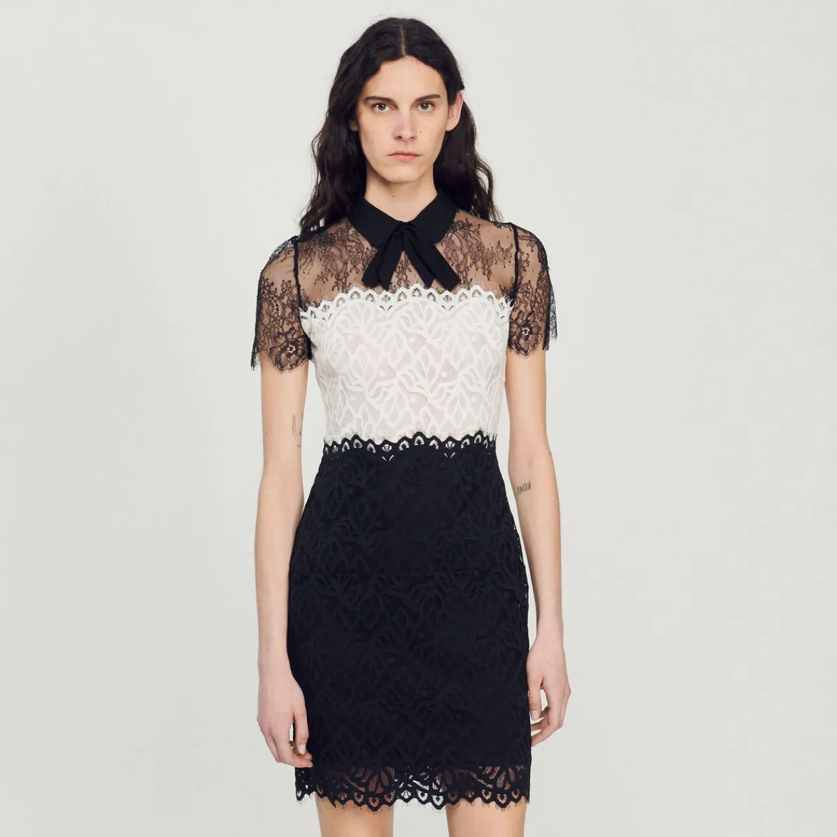 Cheap Two-Tone Lace Dress Women Dresses
