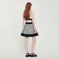 Best Two-Tone Tweed Crop Top Women Matching Sets
