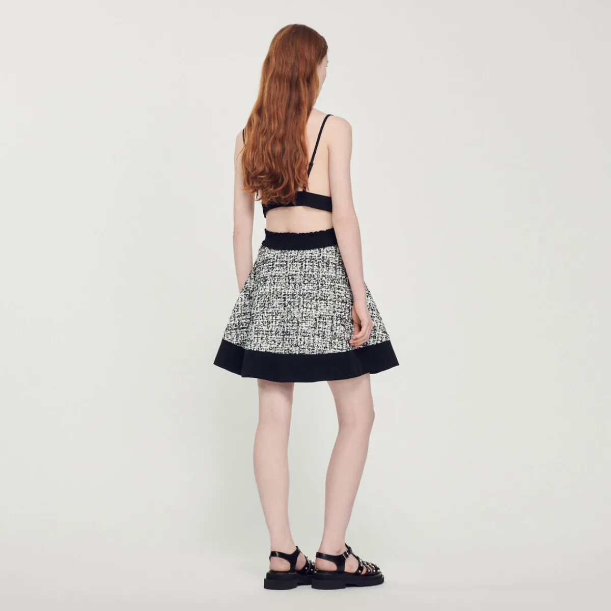 Best Two-Tone Tweed Crop Top Women Matching Sets