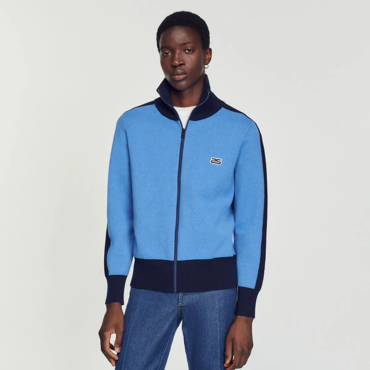 Best Two-Tone Zip Cardigan Men Sweatshirts