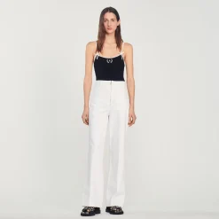 Cheap Wide-Leg Canvas Pants Women Jeans