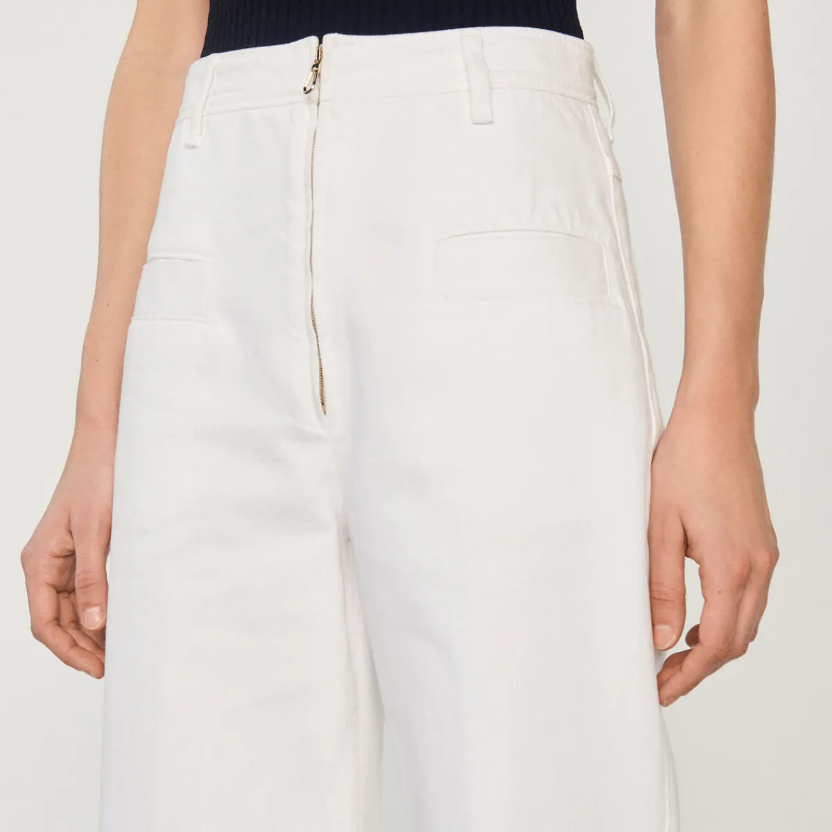 Cheap Wide-Leg Canvas Pants Women Jeans