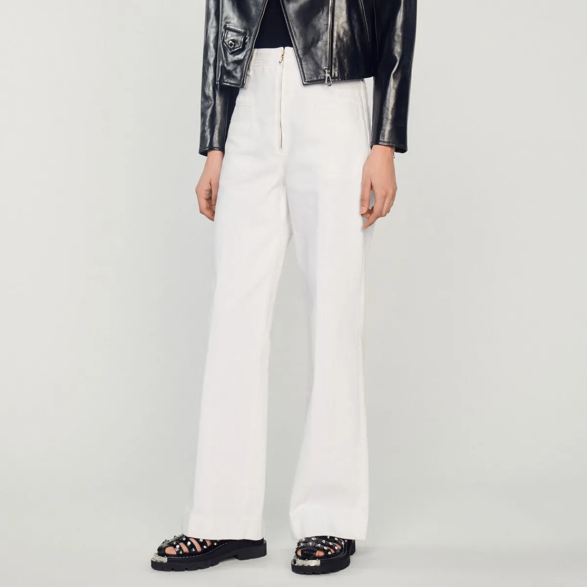 Cheap Wide-Leg Canvas Pants Women Jeans