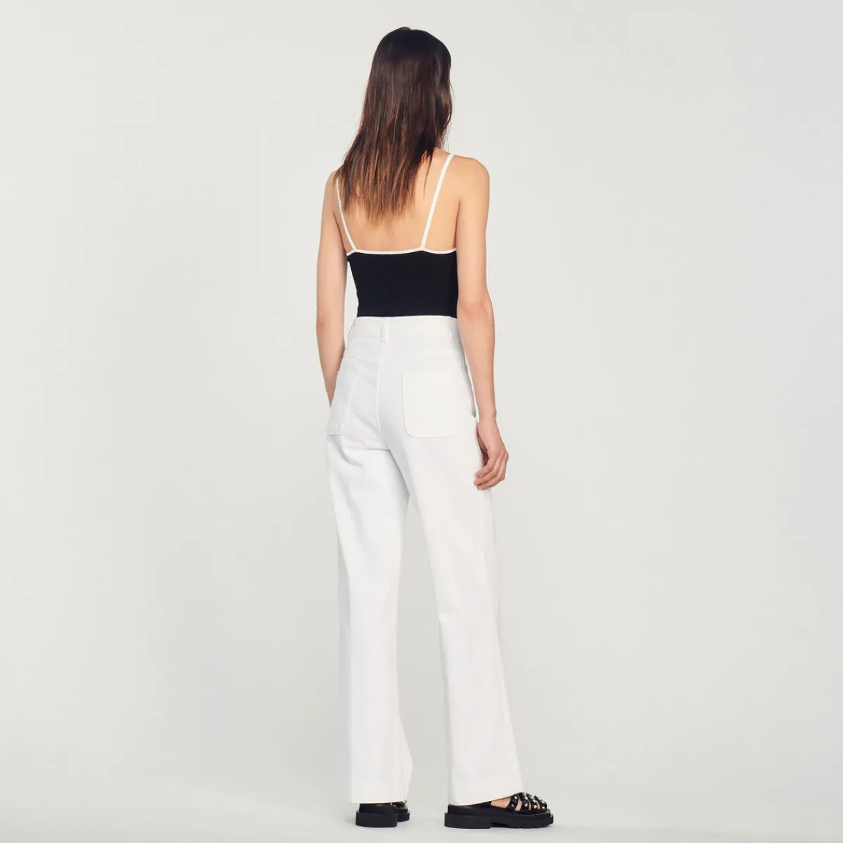 Cheap Wide-Leg Canvas Pants Women Jeans