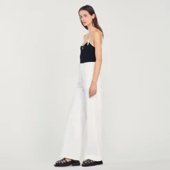 Cheap Wide-Leg Canvas Pants Women Jeans
